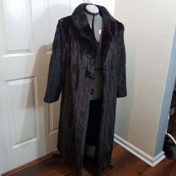 Vintage 1960s mob wife DASCO chocolate Mink fur coat L/XL - Picture 4 of 16